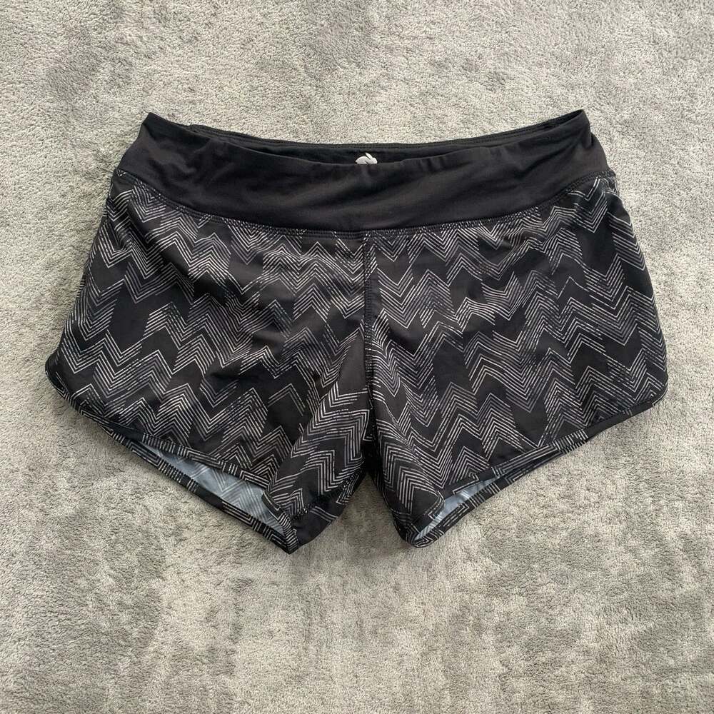 Rabbit Running Hopper Shorts Womens Medium Black Geometric 4" Lined Running Gym